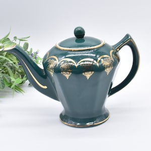 Vintage porseleinen theepot, Vintage HALL China, theepot Vintage hal 0240 smaragdgroen.  #633C