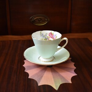 Old Royal Tea Cup and Saucer, England tea cup, Mint Green Tea cup, #08162019-G