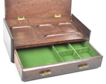 Vintage Brawn Wood  Jewelry Chest, Made in Japan