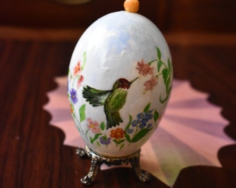 Decoração vintage de ovo de ganso Fabergé, decoração de Páscoa, caixa de música, Diorama de ovo de ganso pintado à mão, #V71