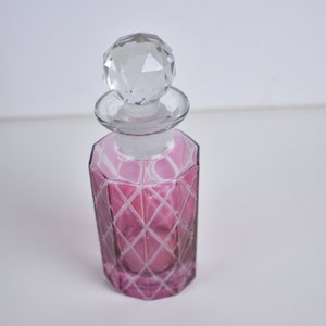 Vanity Bottle, Covered Jar Container Trinket, perfume crystal, bottle glass perfume bottle purple glass vanity perfume bottle, #011721