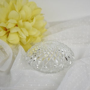 Glass Trinket Box, Glass Jewellery Box,  Pressed Glass Keepsake Box,  Ring Dish  Glass, #V31