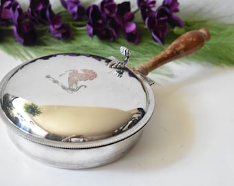 Silverplated silent butler pot/pan , Silent Butler With Wood Handle,