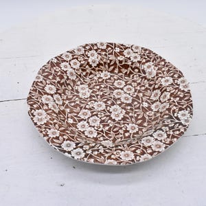 Calico Brown Staffordshire Floral Transferware  Salad  bowl.
