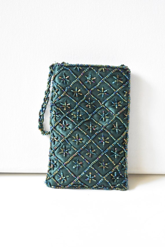 Vintage small Purse Beaded Green