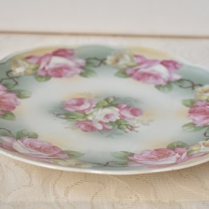 Vintage M Z Austria Hand Painted Porcelain Plate Roses, #T001