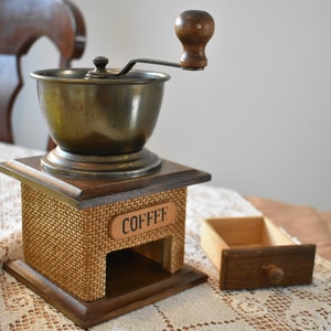 Vintage Coffee Grinder With Metal Top In Beautiful Condition, #M11