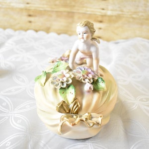 Caja de angel Box Rare Japan Moriyama Caja de porcelana, Caja de baratija moriyama, Caja de baratijas de cerámica, Caja de baratija sortea de Japón, Caja de baratija, Caja de vanidad