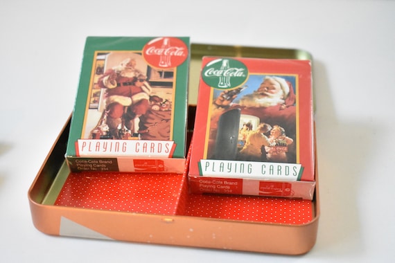 Coca-cola Christmas Santa Nostalgia Playing Cards W/tin 1995