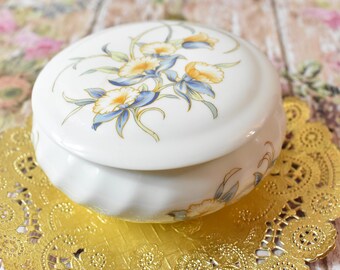 Aynsley Wild Tudor JUST ORCHIDS Fine Bone China Engeland kom met deksel, Trinket of Pin Dish, RPM