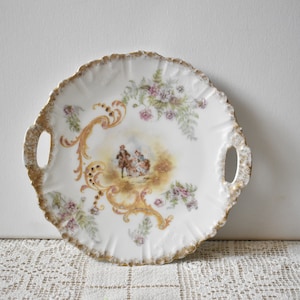 Limoges Cream Antique Cabinet Plate Courting Couple Pattern Fine China, #143T