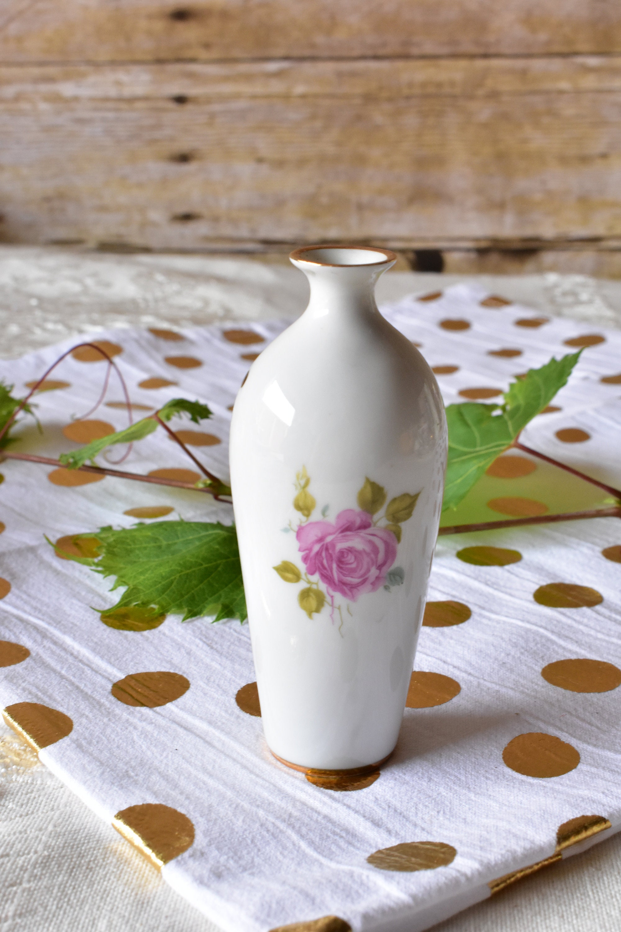 ヴィンテージ ミニチュア 磁器 花瓶 リモージュ フランス、#120120