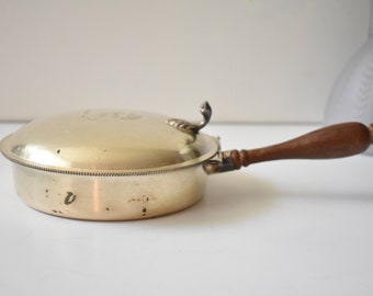Silverplated silent butler pot/pan , Silent Butler With Wood Handle, #K50
