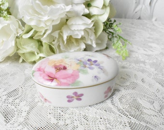 Vintage Otagiri hueso China floral baratija caja, regalo para ella, regalo para mamá, #X1