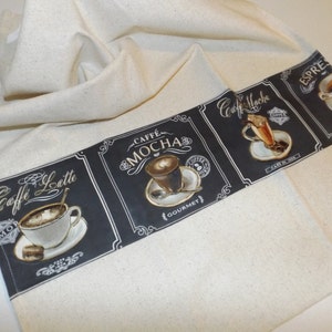 Tea Towel, Coffee Towel, Cotton Dish Towel, Applique Kitchen Towel, Coffee Theme Kitchen, Coffee Lover Gift