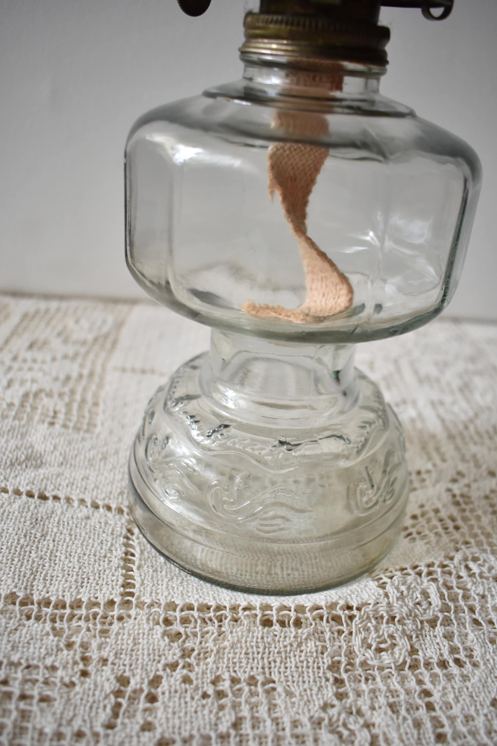 Vintage Lamplight Farms Large Oil Lamp Clear Glass, #050522