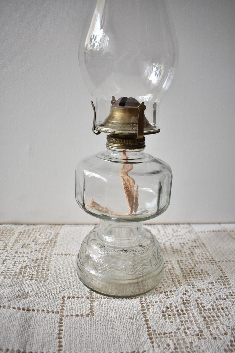 Vintage Lamplight Farms Large Oil Lamp Clear Glass 050522 Etsy