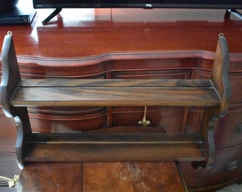 Vintage Solid Wood Wall Hanging Tea Cup Saucer Display Shelf