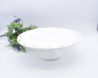 Milk Glass Cake Plate, Lace Cake Plate, Milk Glass Plate, Cake Stand, Vintage Cake Plate, White Cake Plate, Cake