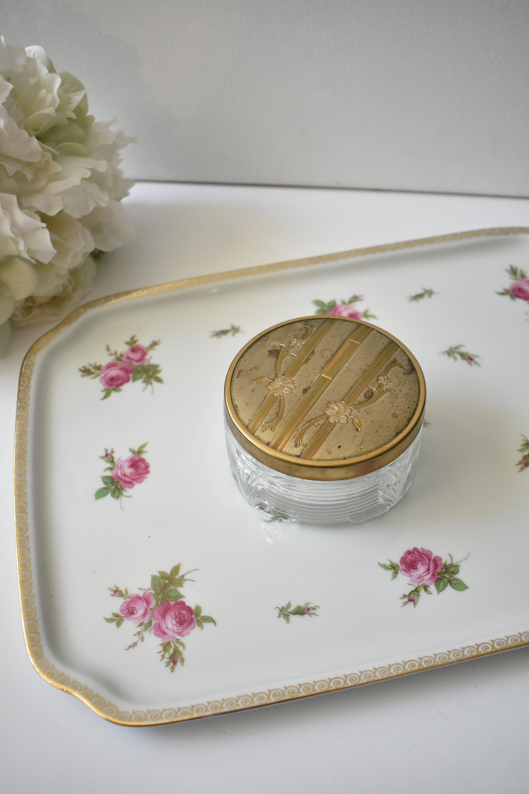 Vanity Powder Jar, Covered Jar Container Trinket Candy Vanity Box ...