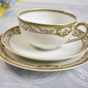 Theodore Haviland Limoges Tea Cups trío set, postre Plato, Taza y Saucer #0140