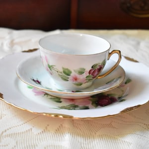 R C Versailles Bavaria Hand Painted Tea cup Trio, Wedding gift, Gift for her