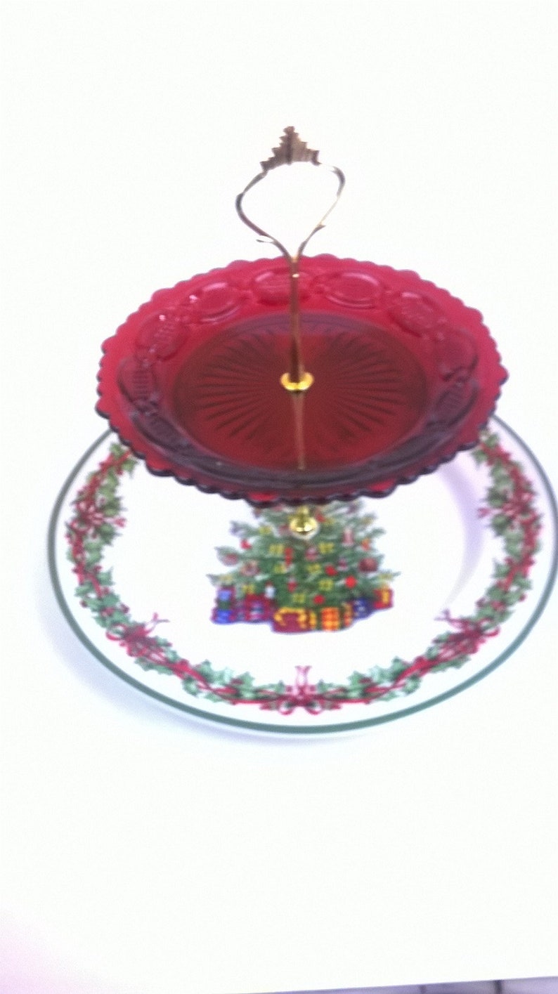 Christmas 2 Tier Cake/Cupcake Stand. Tiered Cake Stand. Tea | Etsy