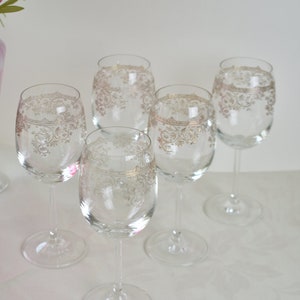 Set of 5 Wine Stemware Glasses, Gold Encrusted Wine glass, #08042019G