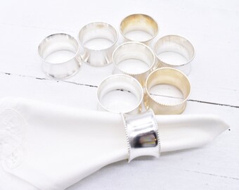 Anillos de servilleta de tono plateado, Juego de anillos de servilleta plateados de 8,