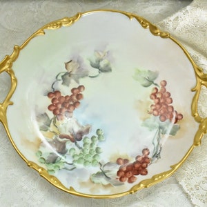 Antique limoges currant plate,  Limoges France Handpainted Charger Plate Signed by Artist