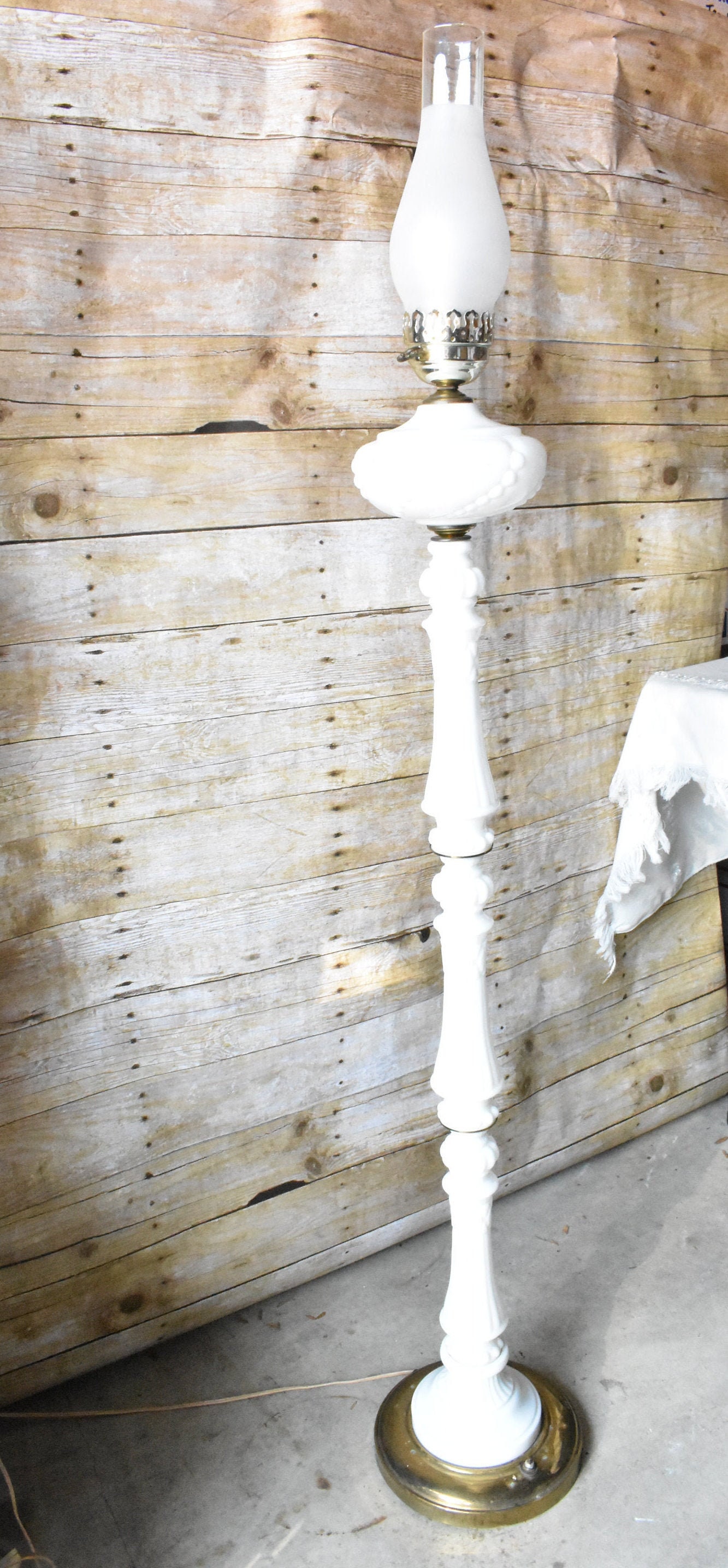 Vintage milk on sale glass floor lamp