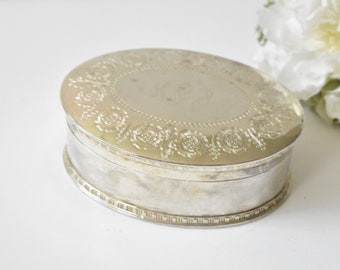 1980 年代のヴィンテージ シルバー ジュエリー ボックス / 小物入れ