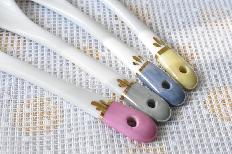 Porcelain Spoons set of 4 #2W