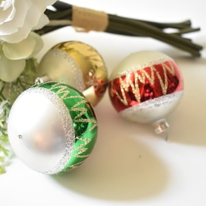 3 Vintage Glass Christmas Ornaments, Christmas  Vintage Glass Ornaments,