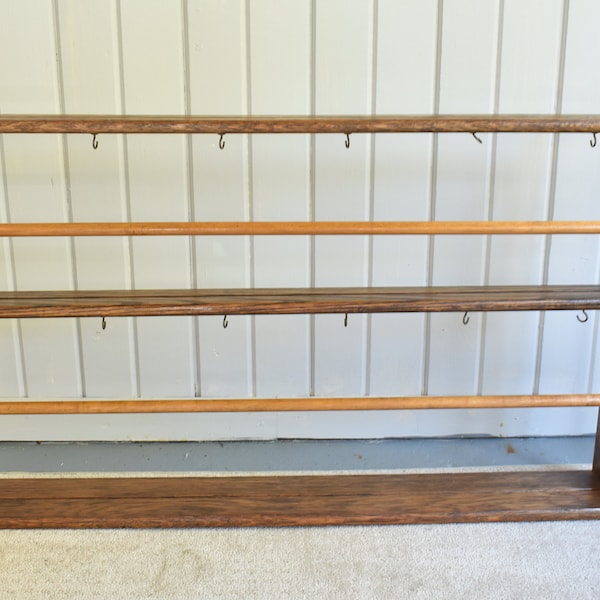 Vintage Solid Wood Wall Hanging Tea Cup Saucer Display Shelf