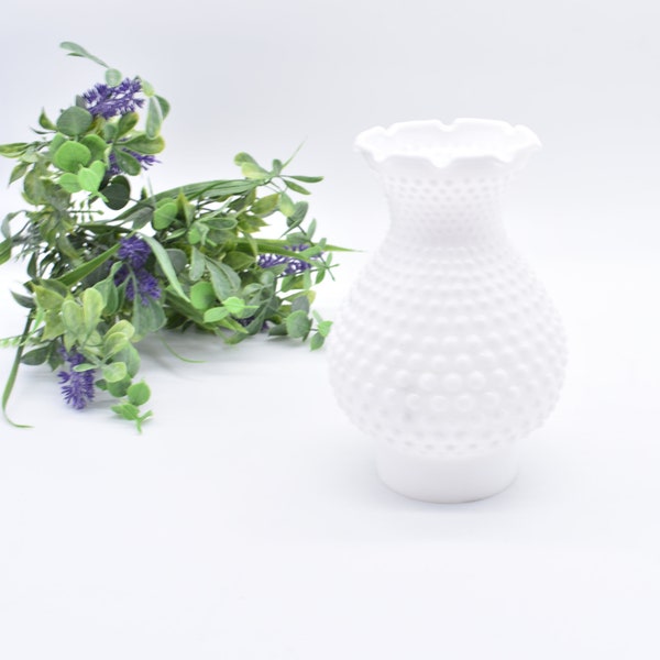 Milk Glass Lamp Shade Ruffled, Hurricane Lamp Shade, GONE WITH The WIND, Hobnail Ruffled Shade,