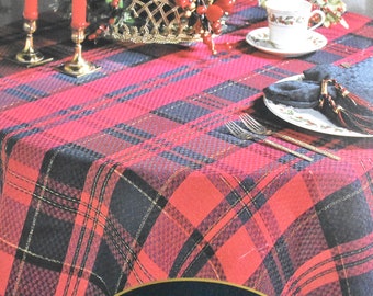 Red Tartan Plaid Tablecloth | Christmas Tablecloth, Christmas Plaid Tablecloth, Stewart Plaid Tablecloth, Holiday Tablecloth,