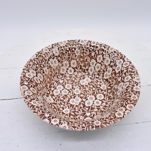 Vintage Calico Brown Staffordshire Floral Transferware  Round Vegetable Bowl