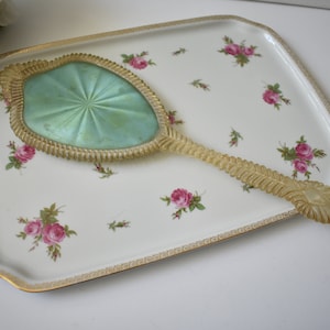 Vintage Large Decorative Hand Mirror, Dressing Vanity Table Item, #K52