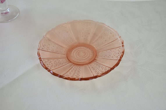 Vintage Pink Depression Glass Plate, #031320