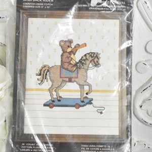 Charmin Newgate designs Bear Back Rider Counted cross stitch finished size 8x10