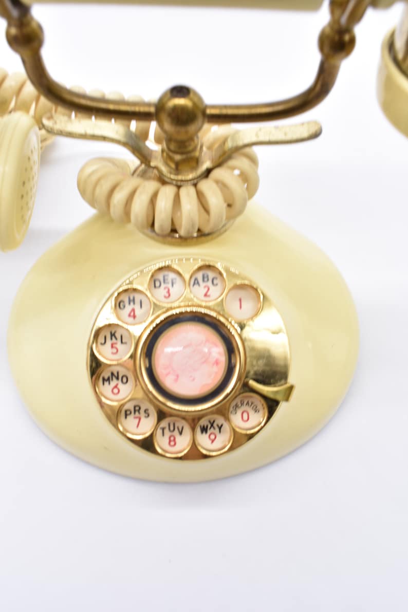Cradle Handset Rotary Dial Telephone Vintage Ivory & Gold Etsy