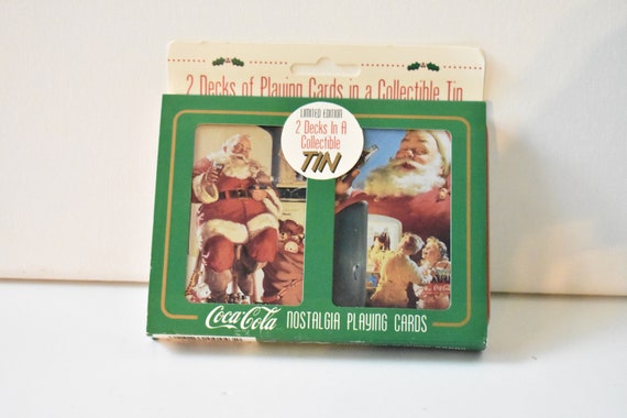 Coca-cola Christmas Santa Nostalgia Playing Cards W/tin 1995