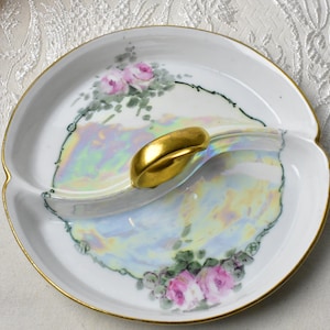 Prov Saxe E.S. Germany Divided Dish Hand Painted Luasterware #306
