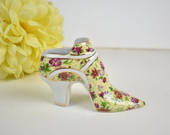 Gift for her. Vintage Decorative Ceramic - Ladies Victorian Boot Flowers and gold accent, Formalities by Baum Bros  Shoe, #010621