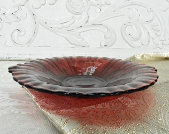 Real RED GLASS Plate, Rich translucent, Pressed Glass Plate, #1C