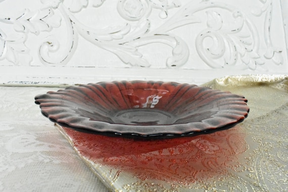 Real RED GLASS Plate, Rich translucent, Pressed Glass Plate, #1C