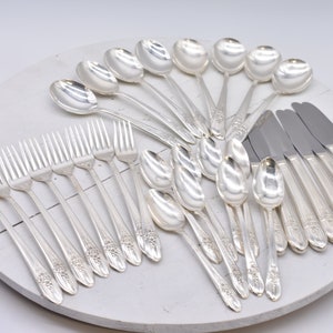 Vintage WM Rogers Extra Plate,  32 Piece Silverplate Service for 8 Flatware Set