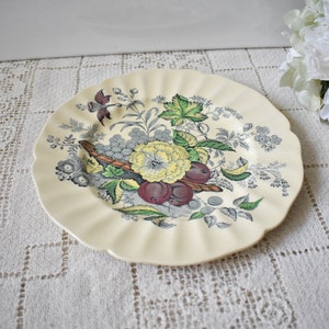 ROYAL DOULTON The Kirkwood dinner plate, Bone China England Vintage D5130 dinnerware vintage fruit basket floral lunch, #042922
