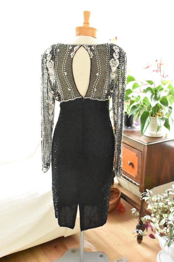 Flapper Dress Laurence Kazar Beaded Dress Laurence Kazar Beaded Sheath Dress L Black White Silk Cutout Formal Cocktail Flapper Dress Laurence Kazar Beaded Dress Laurence Kazar Beaded Sheath Dress L Black White Silk Cutout Formal Cocktail